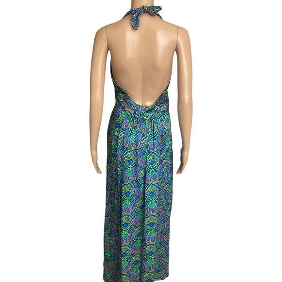 VTG The Sample Shop Waikiki 70s paisley graphic halter maxi dress size 12 - Picture 6 of 14